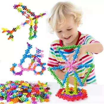 Colorful Plum Blossom 3D Snowflake Building Blocks – Educational Interlocking STEM Toy for Kids
