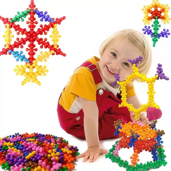 Colorful Plum Blossom 3D Snowflake Building Blocks – Educational Interlocking STEM Toy for Kids