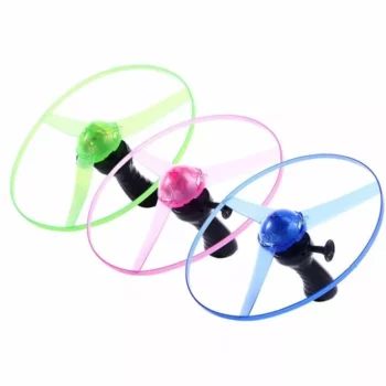 Colorful LED Light-Up Flying Disc – Pull String Helicopter Toy for Outdoor Fun