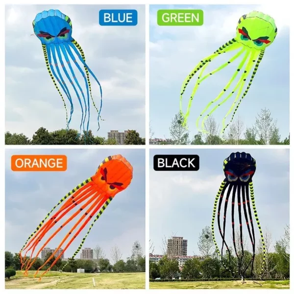 Majestic 8m Multicolor Octopus Kite – Large, Easy-to-Fly, Durable Nylon Outdoor Kite for Adults and Teens