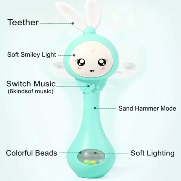 Multi-Functional Baby Music Rattle – Flashing Teether Toy for Soothing & Education