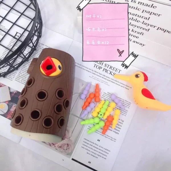 Montessori Woodpecker Magnetic Toy: Catch the Worm Learning Game for Kids - Image 6