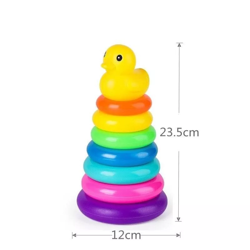 Colorful Animal-Themed Wooden Stacking Ring Tower: Fun Learning and Development Toy