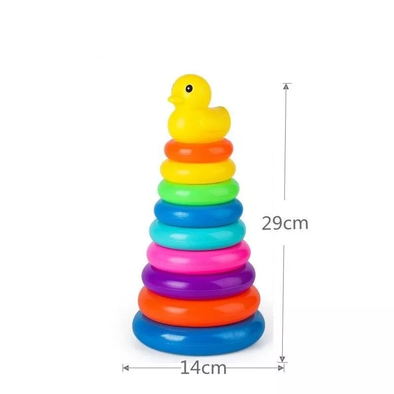 Colorful Animal-Themed Wooden Stacking Ring Tower: Fun Learning and Development Toy