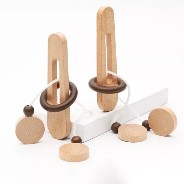 Wooden Brain Teaser Puzzle – Montessori Decompression Thinking Game for All Ages
