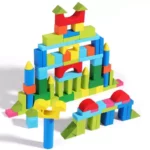 Eco-Friendly Wooden Building Blocks Set (100 Pieces) with Storage Box