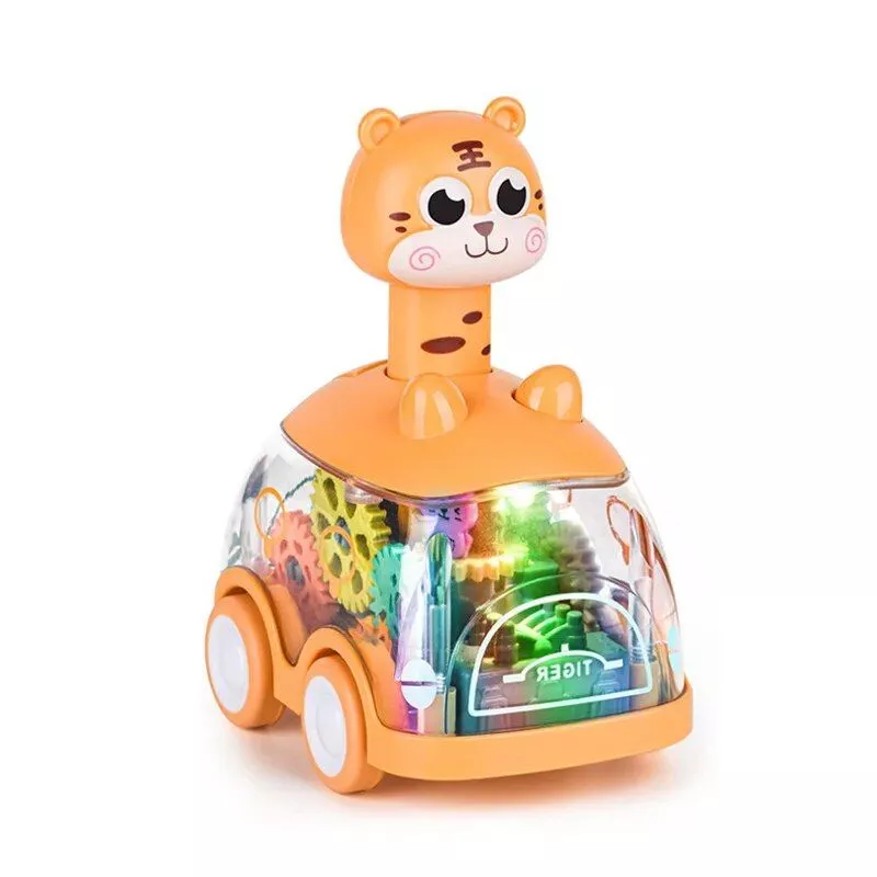 Baby Animal Toy Cars with Light-Up Gears: Interactive Educational Play for Toddlers