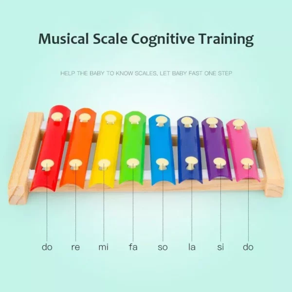 Kids Wooden Xylophone: Rainbow/Macaroon Musical Puzzle Toy for Early Education