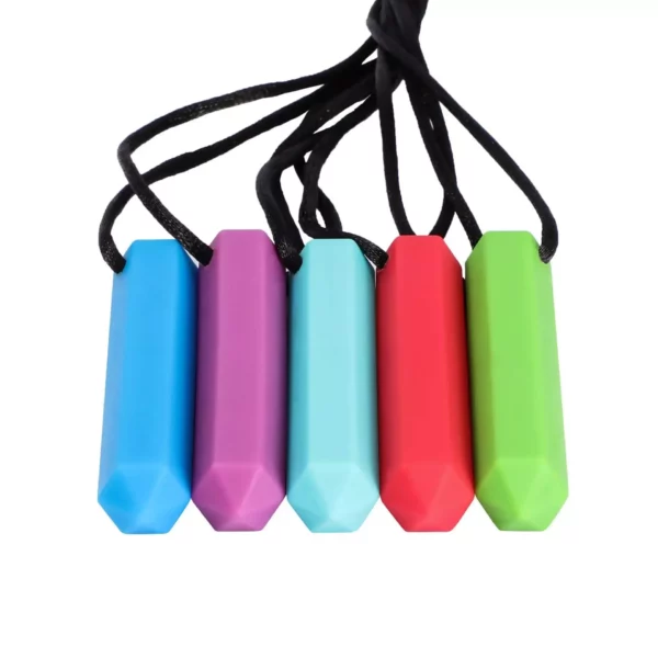 5-Color Silicone Teether Necklace: Sensory Chewing Pendant & Molar Stick for Babies and Autistic Children