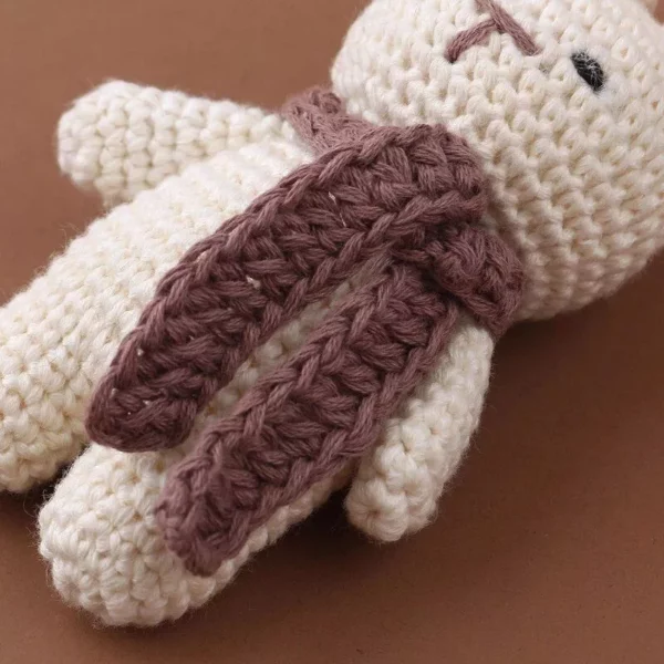 4-Piece Handmade Crochet Bunny Baby Set with Wooden Teething Accessories