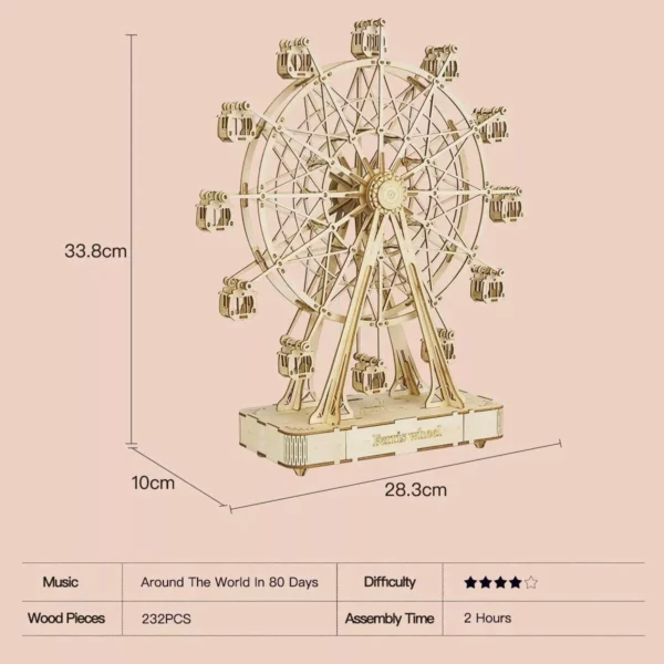 3D Rotatable Ferris Wheel Wooden Model Kit
