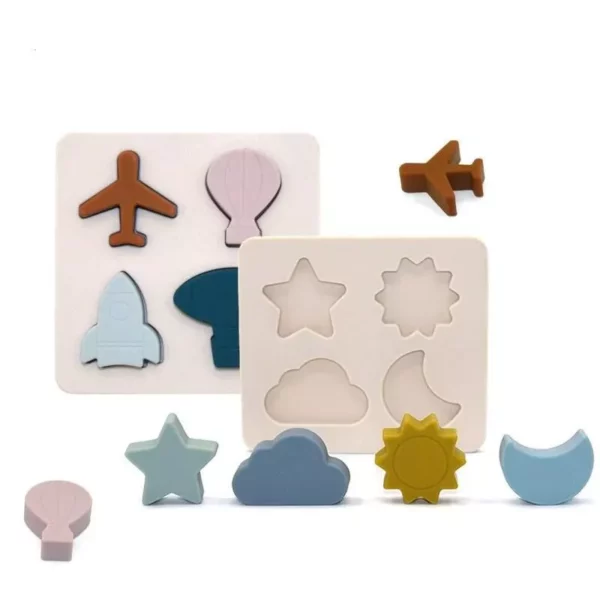 Silicone Stacking Blocks Baby Cartoon Shapes 3D Puzzle