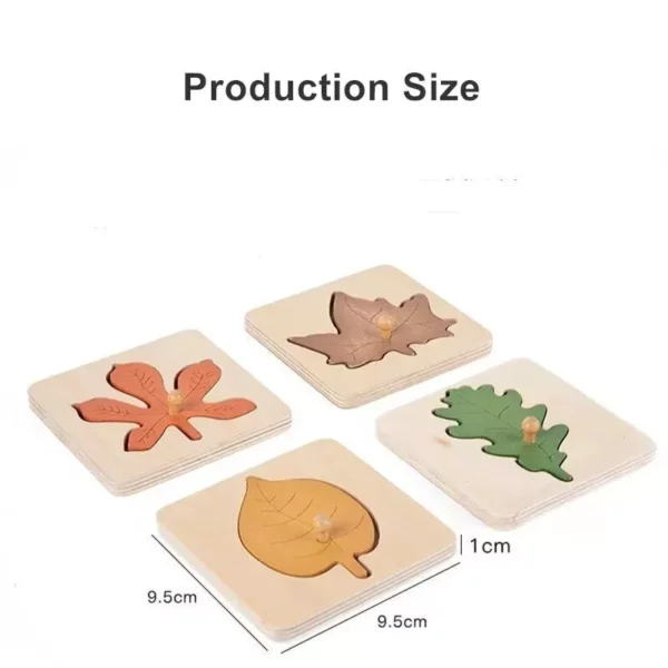 Wooden Leaf Jigsaw Shape Fun Puzzles 4pcs with Holder