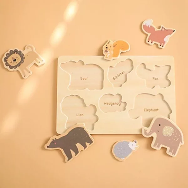 1pc 3D Wooden Animals Montessori Puzzle