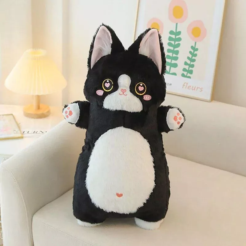 Kawaii Animal Long Standing Doll Stuffed Fluffy Cat Body Support Pillow