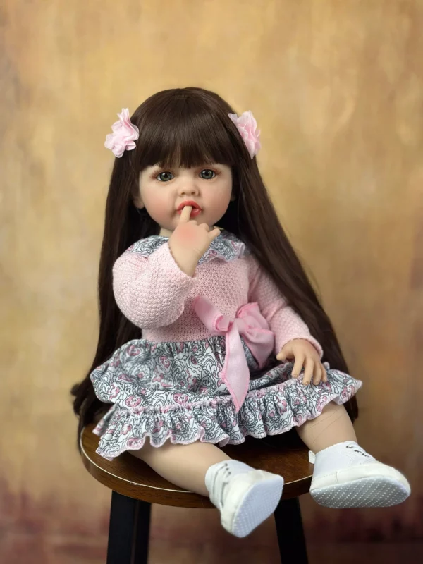 Lifelike Long-Hair Princess Reborn Baby Doll, 22-Inch Full Silicone Body, Realistic Toddler Gift