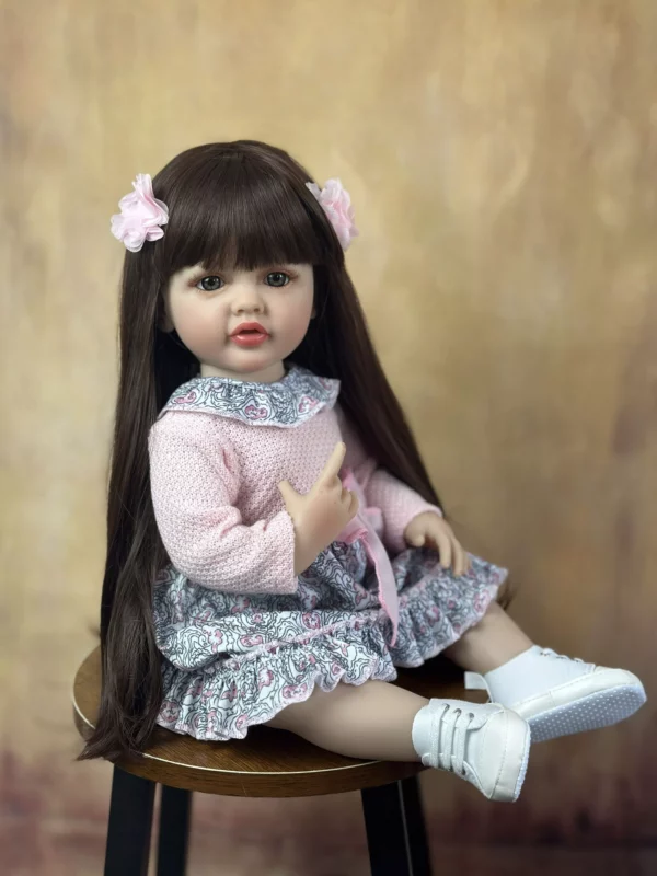 Lifelike Long-Hair Princess Reborn Baby Doll, 22-Inch Full Silicone Body, Realistic Toddler Gift