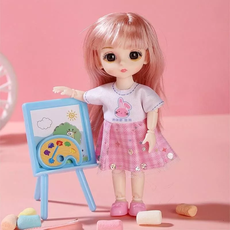 Charming Miniature Fashion Doll with Movable Joints – 17cm Playmate for Creative Fun