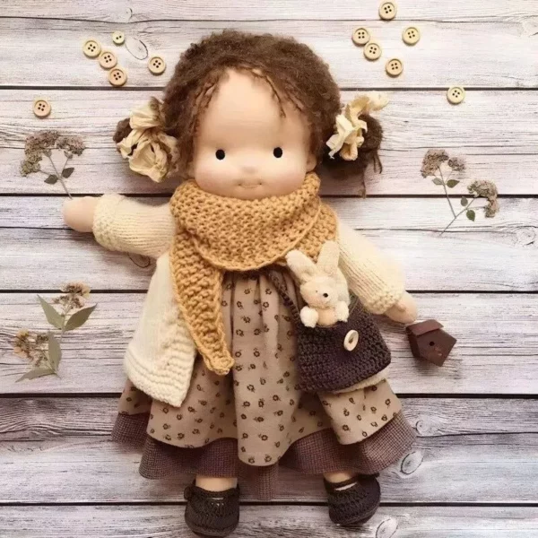 Handmade Soft Stuffed Waldorf Doll – Organic Cotton Comfort Toy for Children