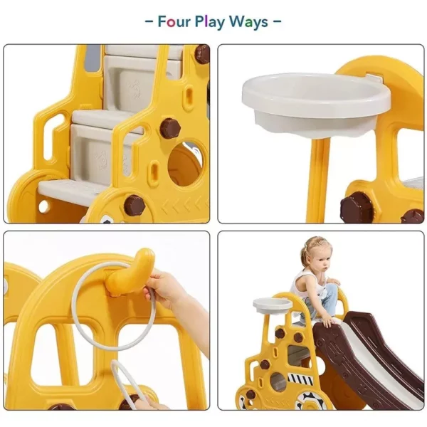 4-in-1 Kids Slide Toddler Climbing Toy with Basketball Hoop