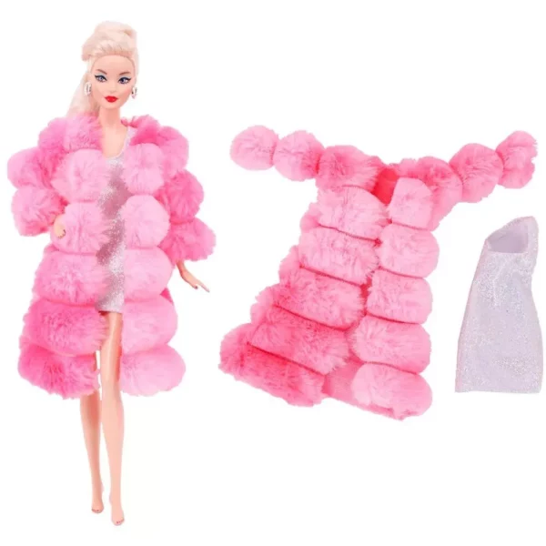 Stylish 4-Piece Doll Outfit Set: Fur Vest, Coat & Dresses – Perfect for 11.5″ to 12″ Fashion Dolls