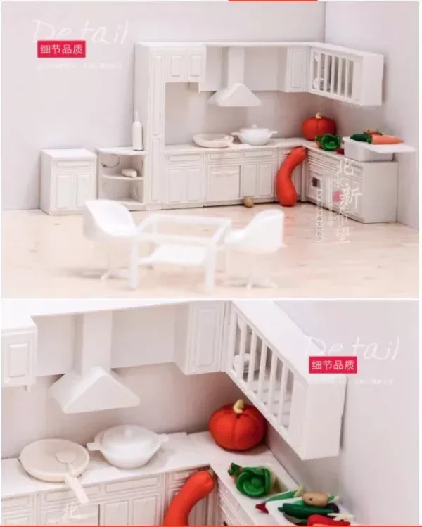 Miniature 1:25 Scale Dollhouse Kitchen Furniture – DIY Model Cabinet for Pretend Play and Display