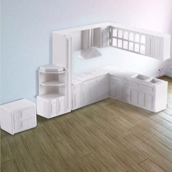 Miniature 1:25 Scale Dollhouse Kitchen Furniture – DIY Model Cabinet for Pretend Play and Display