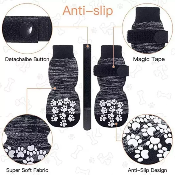 Premium Anti-Slip Waterproof Dog Socks with Adjustable Straps