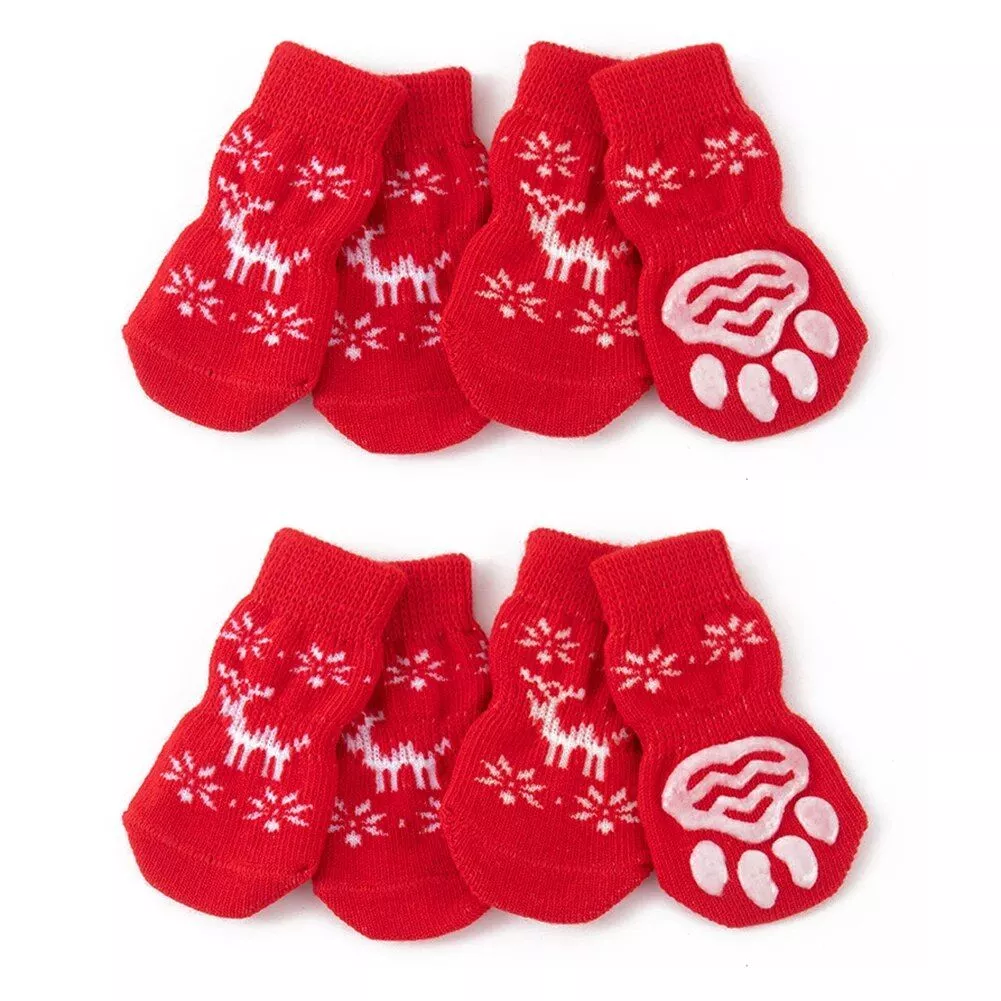 Premium Anti-Slip Knitted Dog Socks for Winter Warmth & Furniture Protection