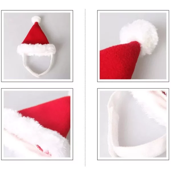 Velvet Christmas Santa Hat & Scarf Set for Pets - Image 3