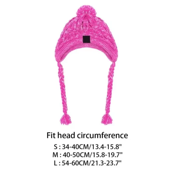 Winter Knitted Dog Hat with Fluffy Pompon for Small to Medium Pets