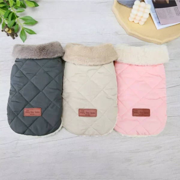 Chic Warm Winter Pet Jacket with Fur Collar for Small Dogs and Cats