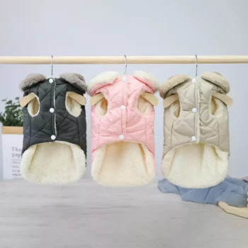 Chic Warm Winter Pet Jacket with Fur Collar for Small Dogs and Cats
