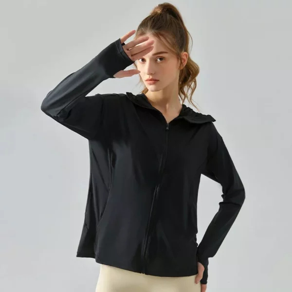 Versatile Long Sleeve Hooded Sport Top for Women