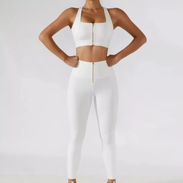 2-Piece Women’s Yoga Set: High-Waist Leggings & Front-Zipper Crop Top