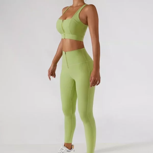 2-Piece Women’s Yoga Set: High-Waist Leggings & Front-Zipper Crop Top - Image 5