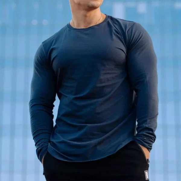 Men's Slim Fit Long Sleeve Muscle Tee: Soft, Breathable Gym & Casual Wear - Image 5