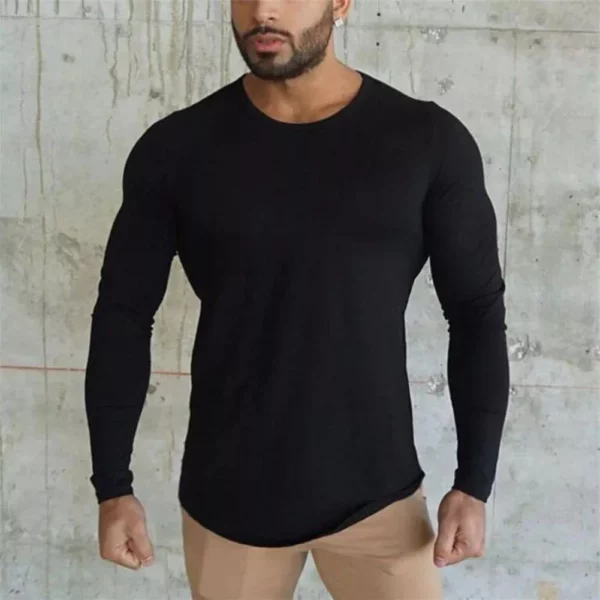 Men's Slim Fit Long Sleeve Muscle Tee: Soft, Breathable Gym & Casual Wear - Image 4