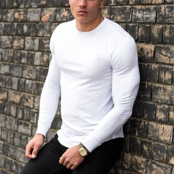 Men's Slim Fit Long Sleeve Muscle Tee: Soft, Breathable Gym & Casual Wear - Image 3