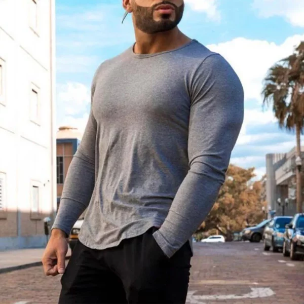 Men's Slim Fit Long Sleeve Muscle Tee: Soft, Breathable Gym & Casual Wear - Image 2