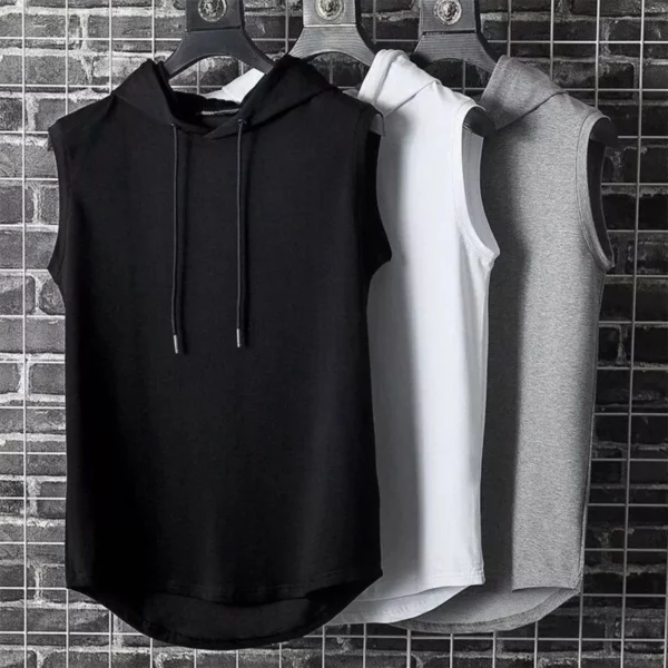 Men's Sleeveless Hooded Gym & Casual Tank Top - Image 2