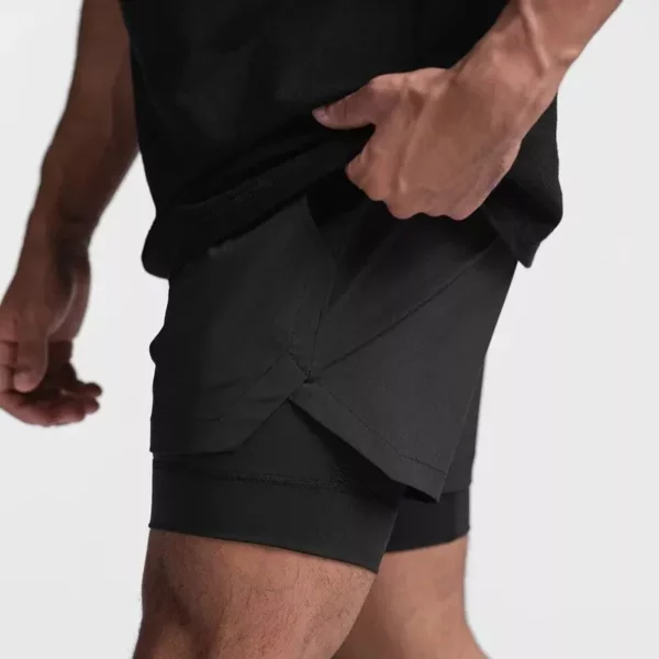 Men's 2-in-1 Breathable Running Shorts - Double Layer, Fitness & Jogging Gear - Image 6