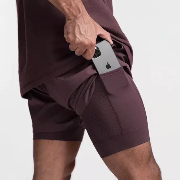 Men's 2-in-1 Breathable Running Shorts - Double Layer, Fitness & Jogging Gear - Image 2