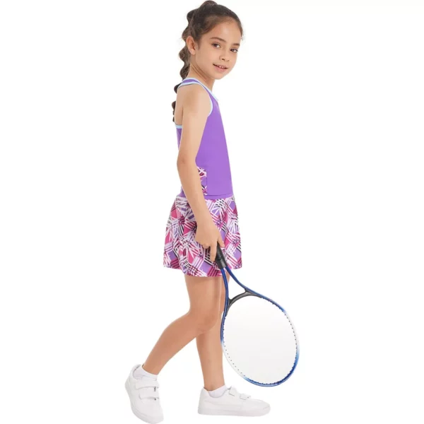 Girls’ Active Tennis Outfit: Sleeveless Top & Skirt Set for Sports and Play