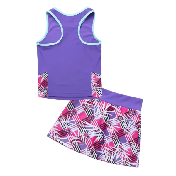 Girls’ Active Tennis Outfit: Sleeveless Top & Skirt Set for Sports and Play