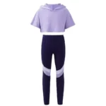 Girls' Sporty Hooded Crop Top and Pants Set - Casual, Dance & Sportswear