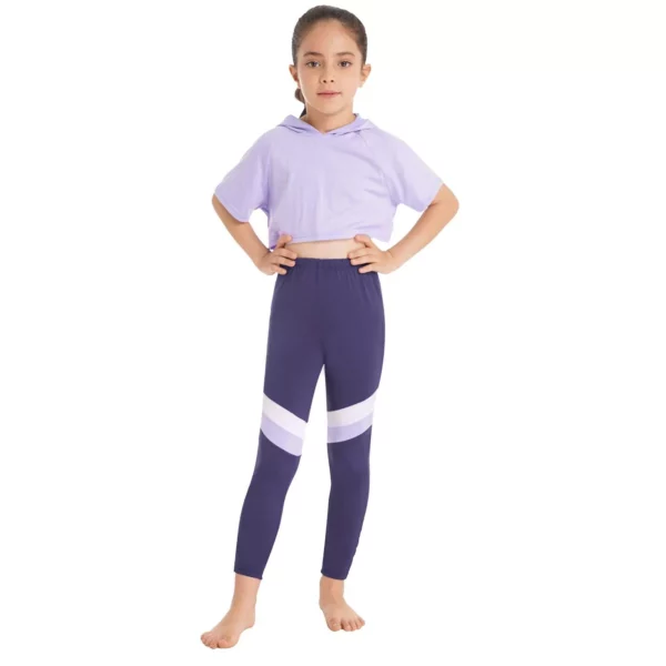 Girls' Sporty Hooded Crop Top and Pants Set - Casual, Dance & Sportswear - Image 4