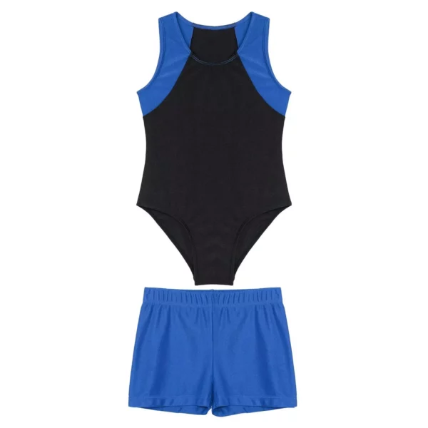 Boys Gymnastics Sleeveless Bodysuit & Shorts Set – Quick-Dry, Stretchy, Active Training Gear