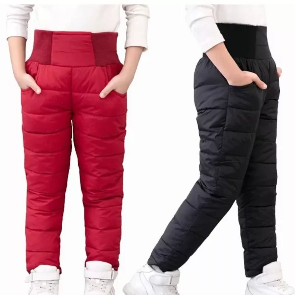 Warm & Cozy Kids’ Winter Ski Pants – Elastic High-Waisted Waterproof Trousers