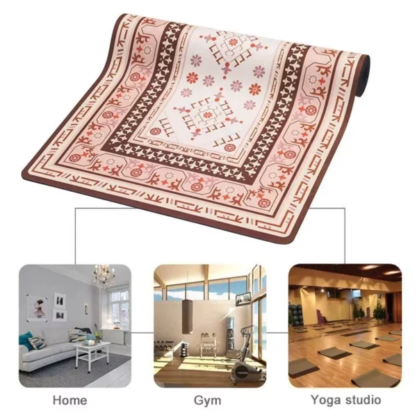 Ultra-Thin Vintage Ethnic Print Yoga Mat - 1MM Foldable Natural Rubber & Suede Mat - Image 7